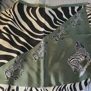 Zebra Print Silky Green and Black Multi Use Animal Print Scarf